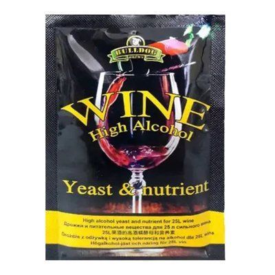 Винні дріжджі Bulldog Wine High Alcohol Yeast, 28 г 16169 фото