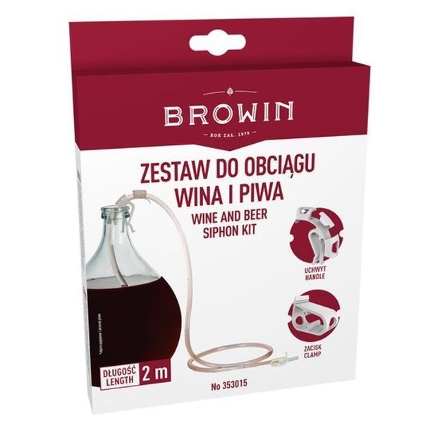Сифон Browin для стягування вина та пива із затискачем і тримачем, 2 м 16484 фото